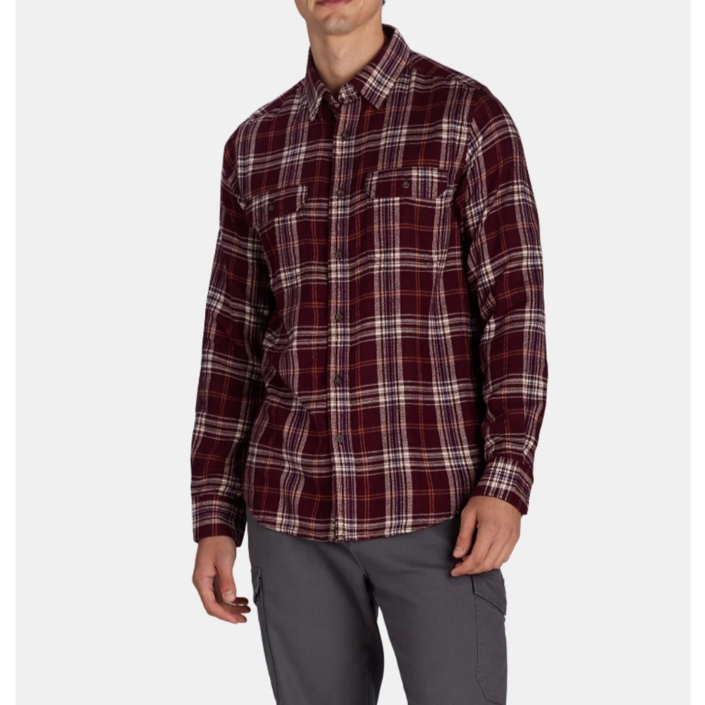 George Men's Size 3XL (54-56) Flannel Shirt with Long Sleeves Burgundy Plaid NWT